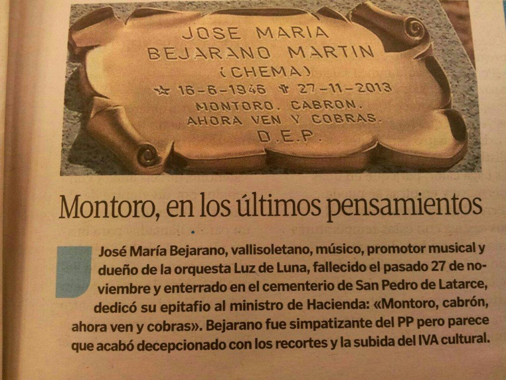 Epitafio dedicado a Cristobal Montoro