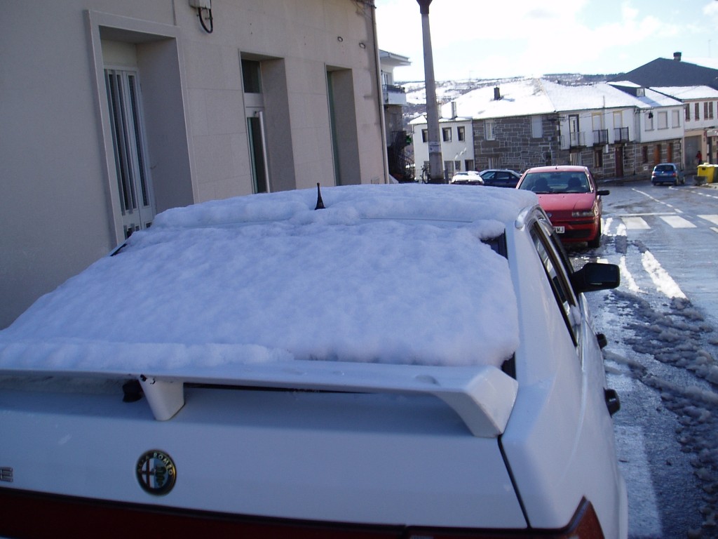 Un coche con nieve cuajada